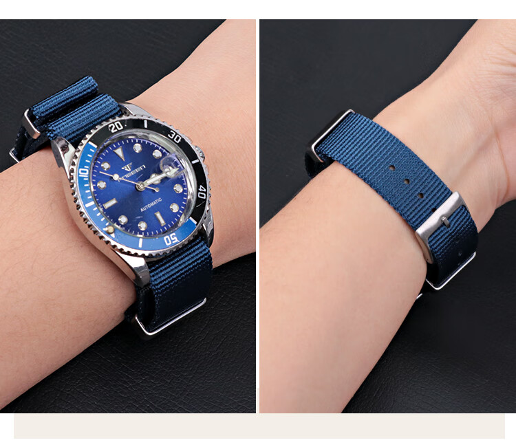 适用欧米茄海马300超霸尼龙帆布表带鬼王黑水鬼升级版大方圈黑灰橙