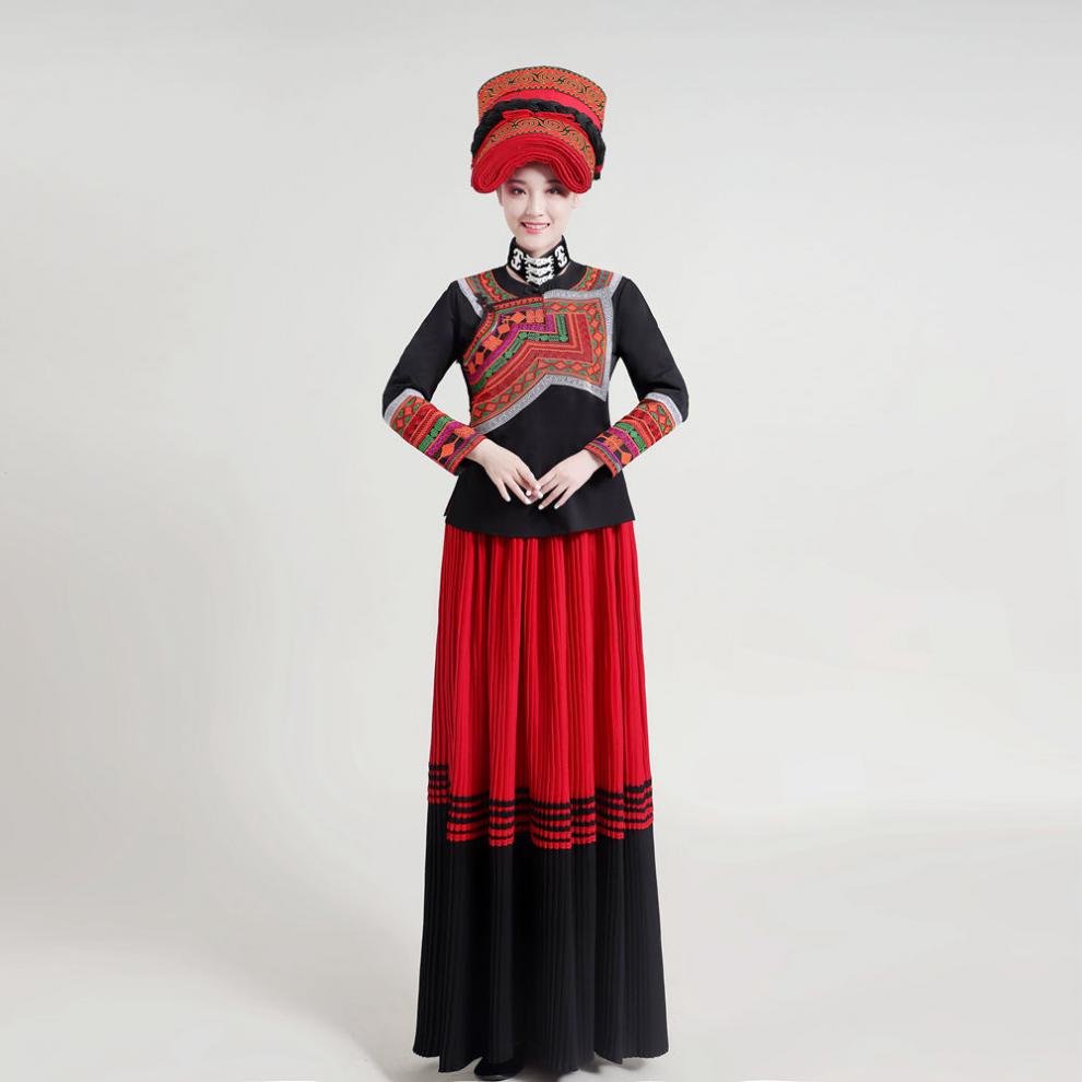 彝族服装女56个民族彝族少数民族舞蹈演出服装传统彝族舞台合唱表演服