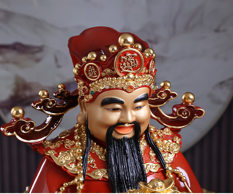七宝莲 佛具纯铜贴金财神爷神像家用供奉文财神佛像店铺开业 礼摆件