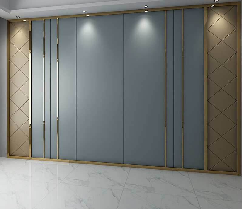 定做素色硬包电视背景墙金属条轻奢现代客厅硬包背景沙发卧室软包