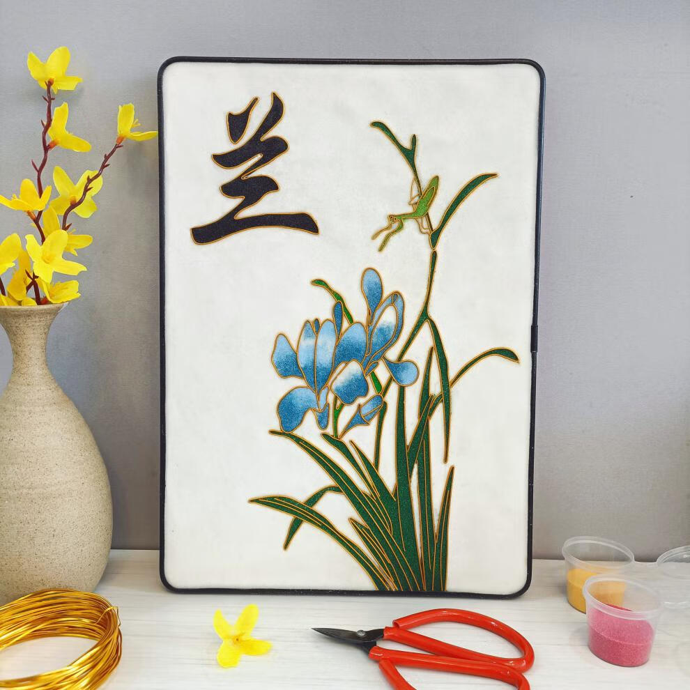 掐丝珐琅画diy梅兰竹菊国画景泰蓝掐丝珐琅画diy材料包新中式非遗艺21