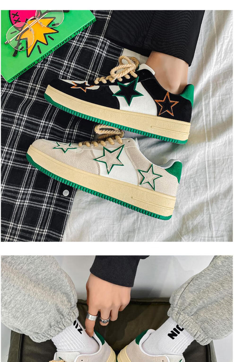 鞋恶智造 春季ins港风星星板鞋男学生小众韩版潮流百搭休闲运动潮鞋子