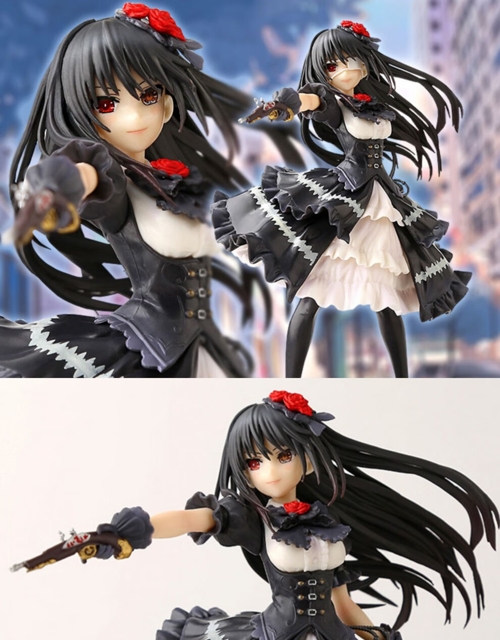 约会大作战手办 约会大作战双枪狂三动漫机箱模型 时崎狂三款 22cm