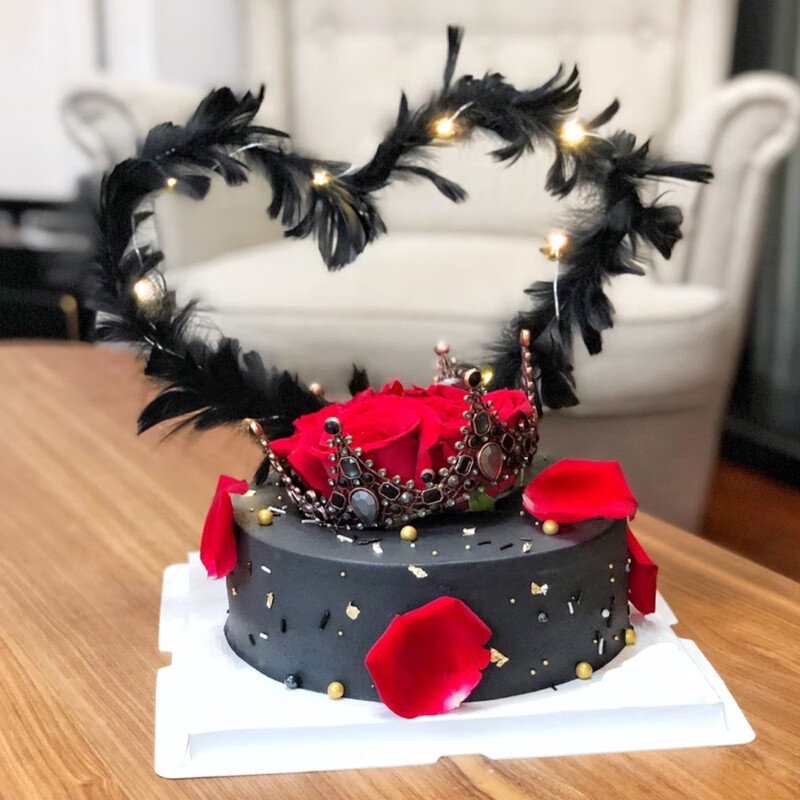 网红抖音羽毛皇冠生日蛋糕巧克力网红蛋糕同城配送当日送达北京上海