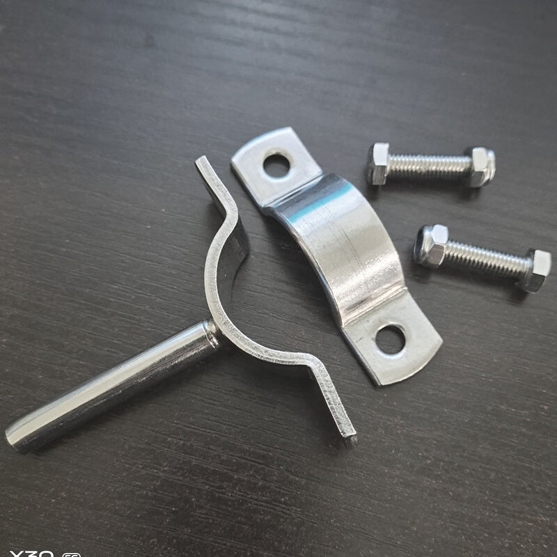 304不锈钢平板加厚管夹管支架钢管固定抱箍托架焊圆钢卡箍6分 卡管