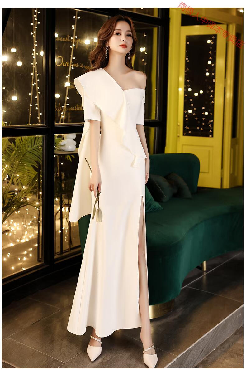 南极人品牌女装高档严选白色晚礼服女2020新款宴会气质长款平时可穿