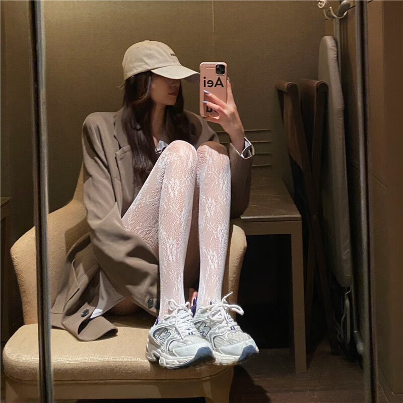 新品白色丝袜女夏季薄款性感萝莉防勾丝美腿镂空打底连网袜中网白均码