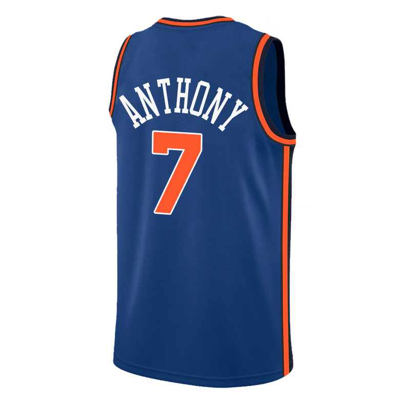 nba全明星滕讯体育nba尼克斯队7号安东尼球衣蓝白色甜瓜篮球服版定制