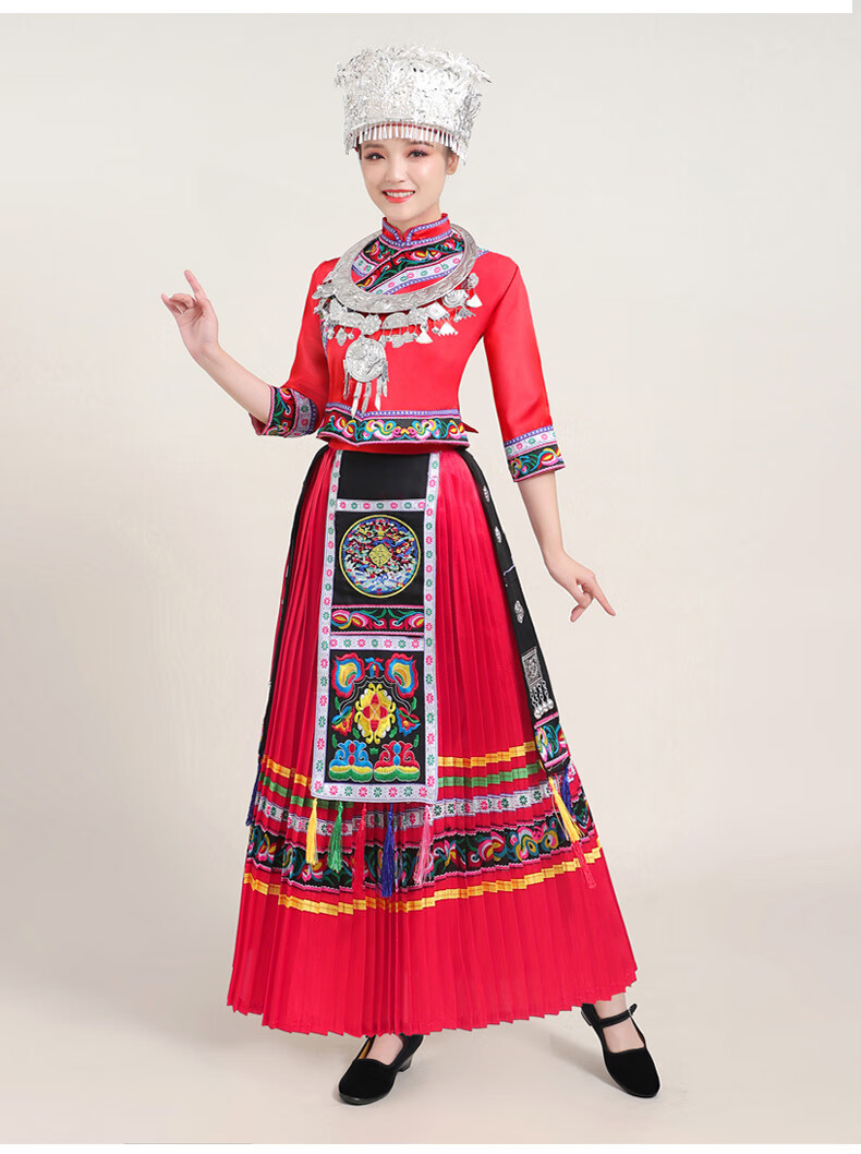 新品苗族服装成人女贵州少数民族装56个民族彝族土家族壮族舞蹈服演出
