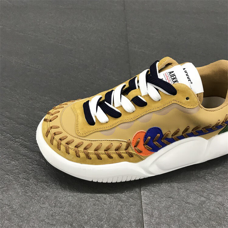 小丑鞋春季新款低帮皮面轻质休闲软底小丑憨憨面包大头松糕鞋男网红