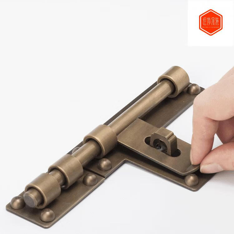 绘饰门插销门扣门栓大门插锁纯铜老式大号门闩仿古木门明装加长门拴