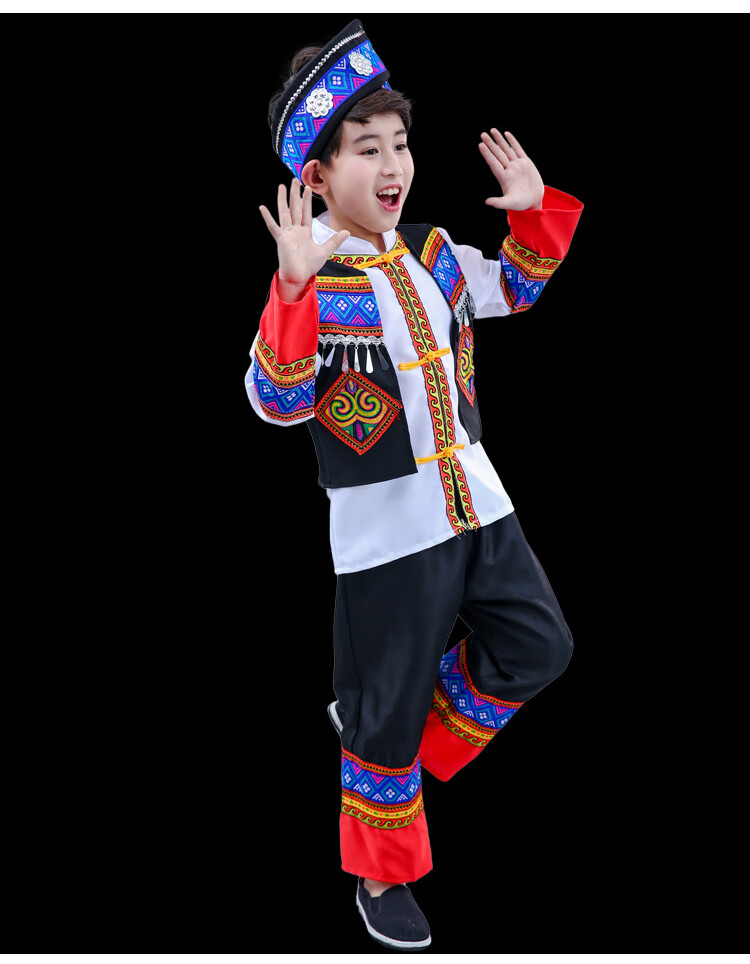 新款儿童少数民族服装广西壮族三月三男童表演服饰女童舞蹈演出服新