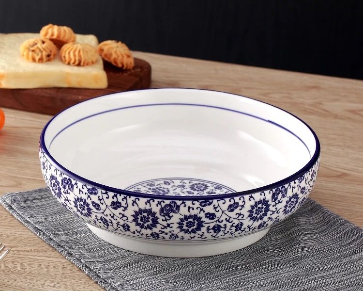 青花瓷汤盆酸菜鱼盆水煮鱼碗汤碗大碗酒店用大号陶瓷汤碗大码菜碗jzx