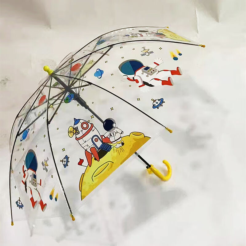 恐龙迪士尼儿童小孩长柄卡通透明雨伞挖土机粉粉猪佩奇男女童加厚怡