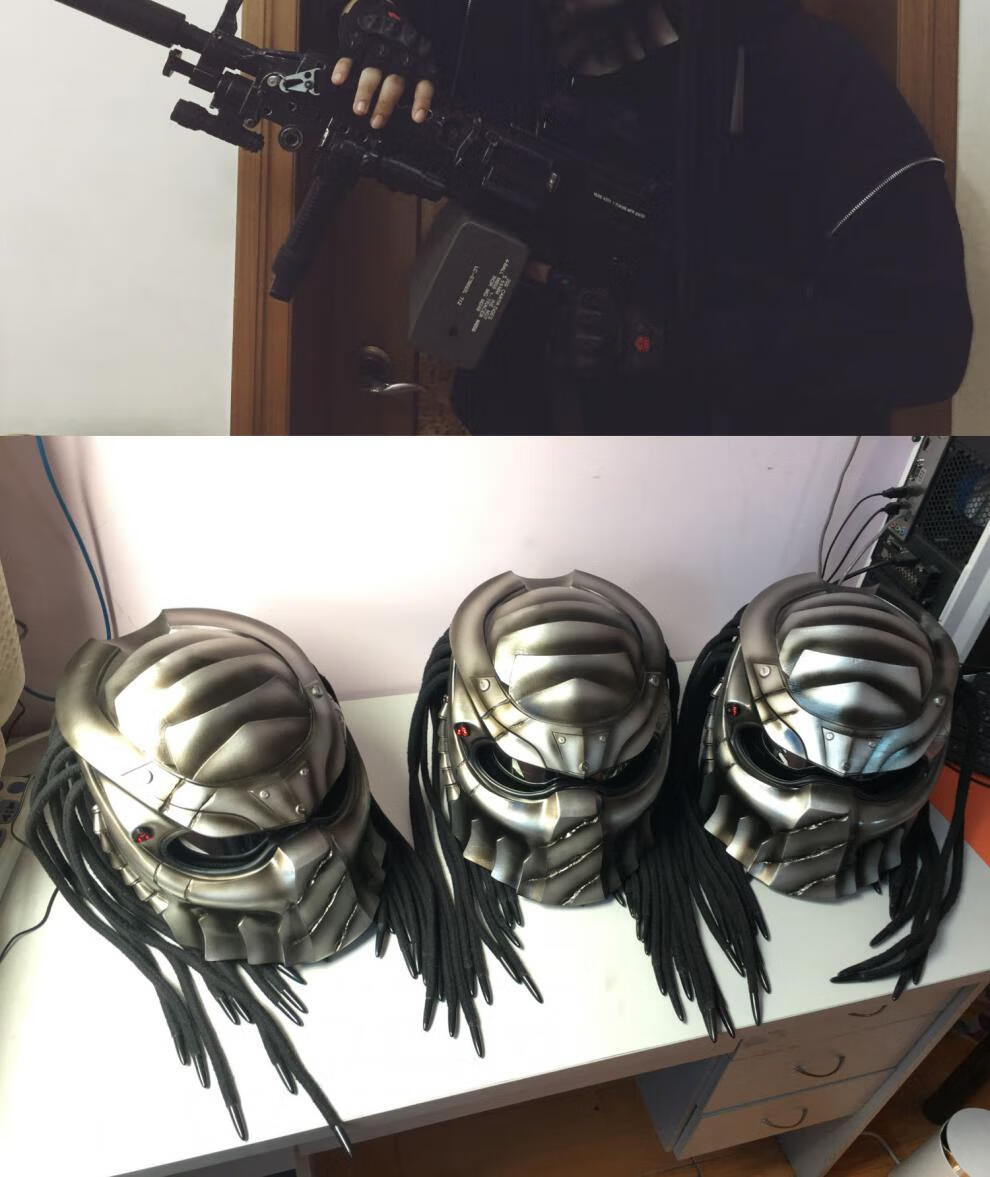 定制款铁血战士发烧友骑士头盔异形猎食者全盔个性哥摩托车男哈雷机车