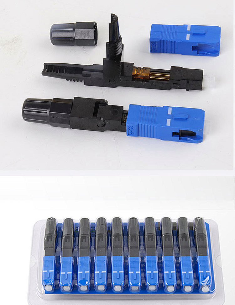 预埋式光纤冷接子冷接头快速连接器皮线光钎线对接到户scupc方头转