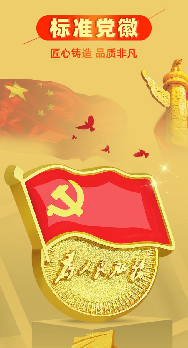 2021年新版国家标准型为人民服务党徽强磁扣胸章别针党员徽章asnsmvv