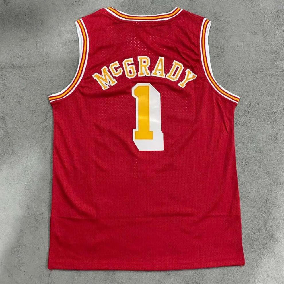 腾讯体育nba官方旗舰店同款麦迪1号番茄炒蛋 复古刺绣网眼球衣休闲