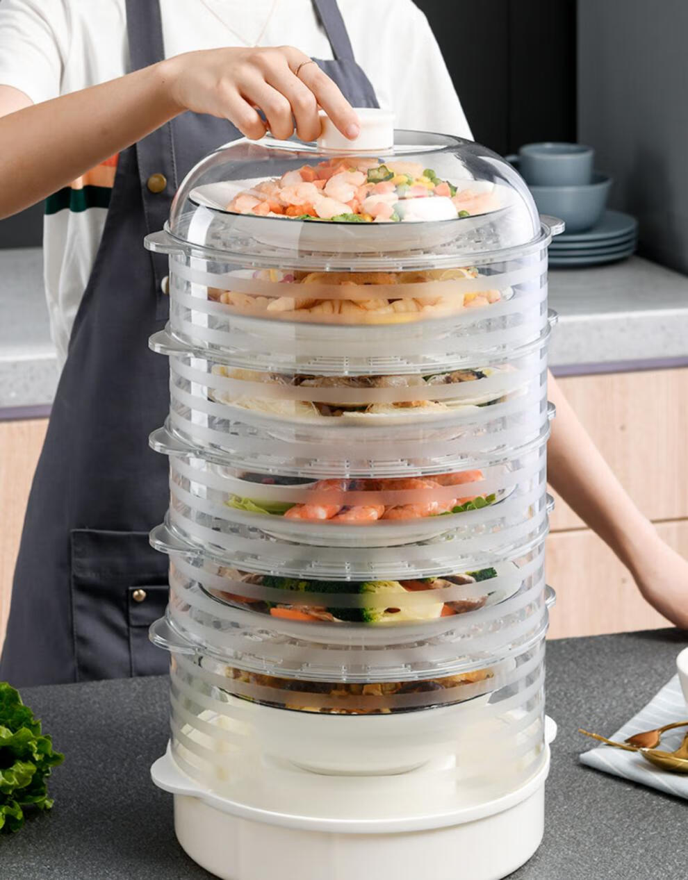 保温菜罩饭菜食物罩家用防尘餐桌保暖饭罩子剩饭剩菜盖菜可折叠厨房