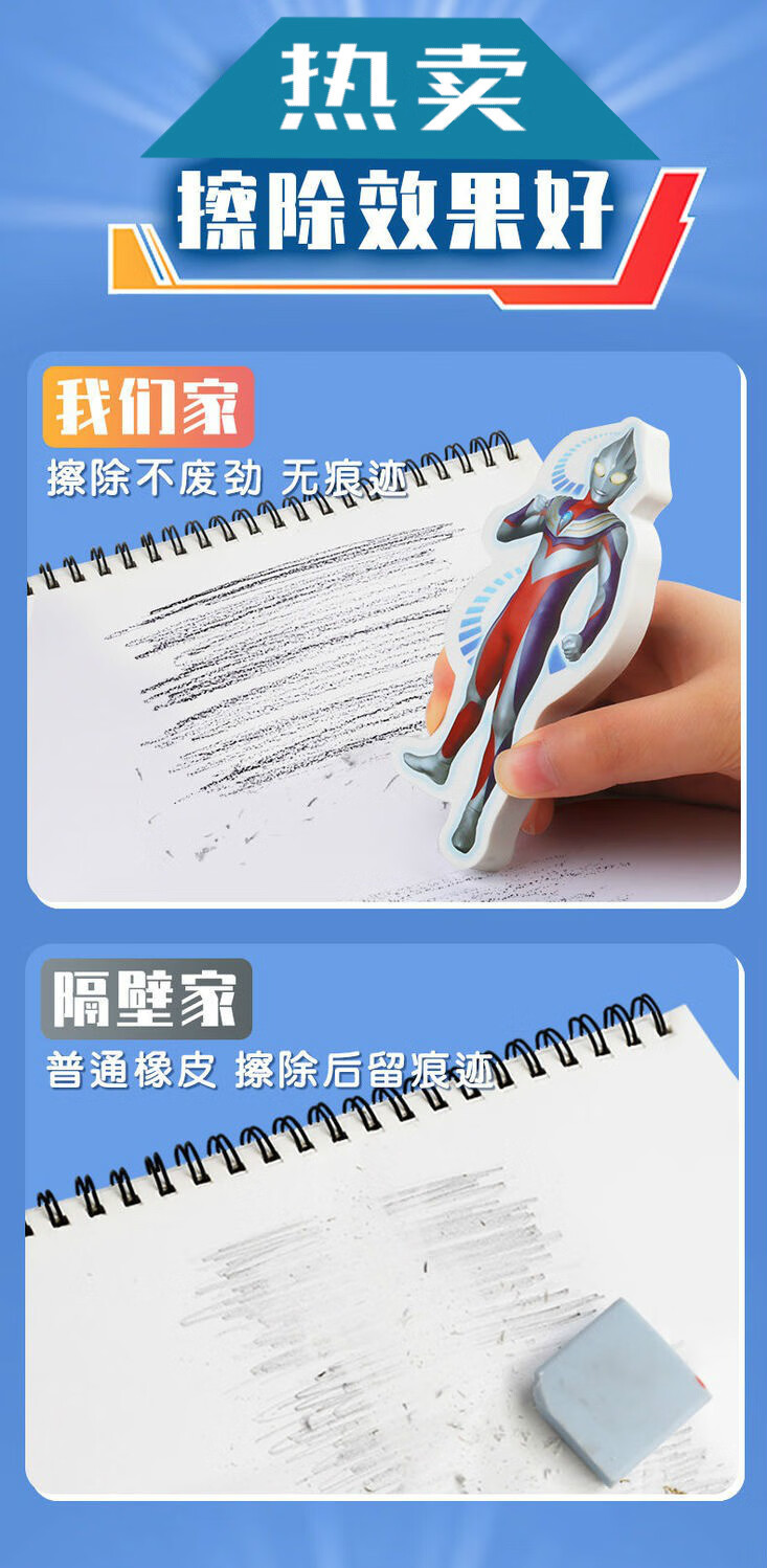 奥特曼橡皮擦 超大号盲盒小学生搞怪橡皮安全赛罗图案橡皮趣味幼儿园
