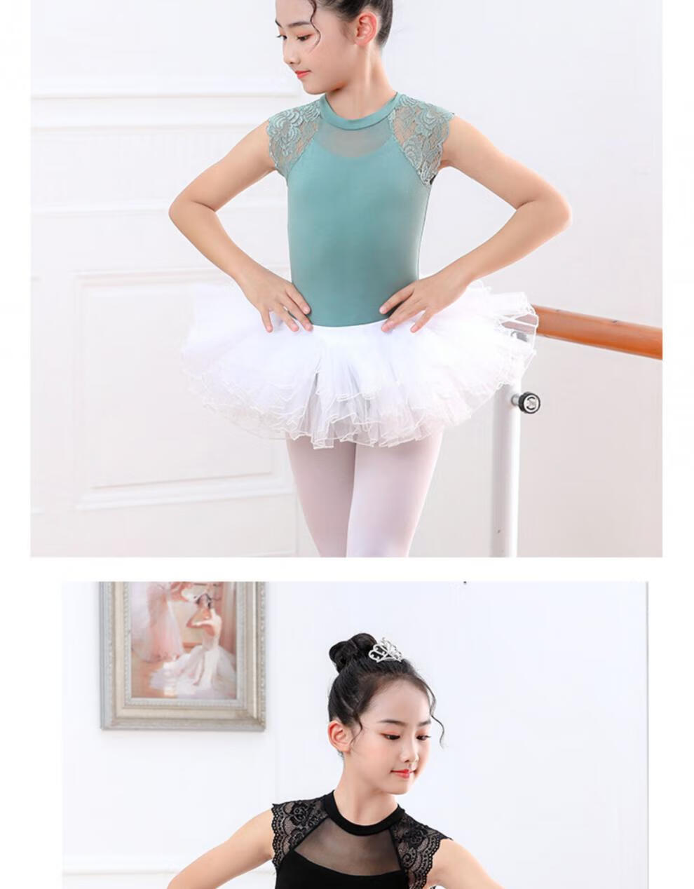 儿童舞蹈服夏季大童芭蕾舞裙女童练功服少儿体操服中国舞形体服装灰色