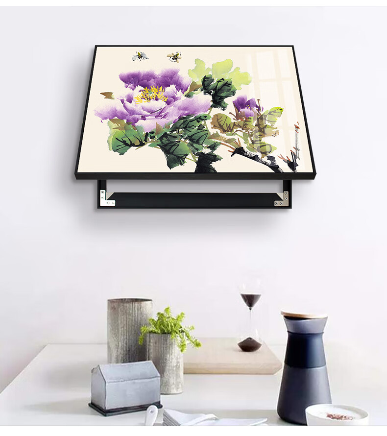 牡丹挂画中式电表箱装饰画遮挡配电箱电源箱推拉液压花开富贵国画a款