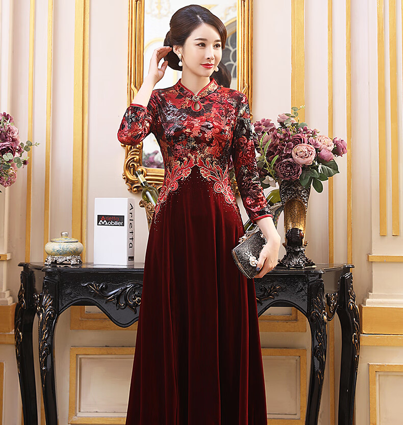 秋季儿子结婚妈妈穿的喜庆衣服婆婆装婚宴晚礼服连衣裙婚礼喜婆婆高贵