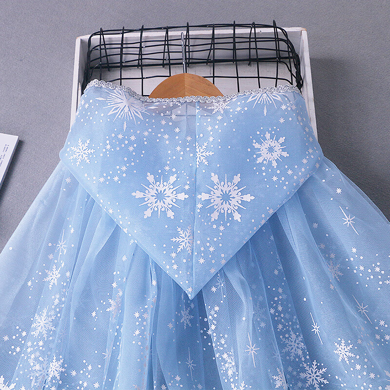 儿童爱莎公主披风女童艾莎斗篷儿童冰雪奇缘宝宝外出防风披肩外套蓝色