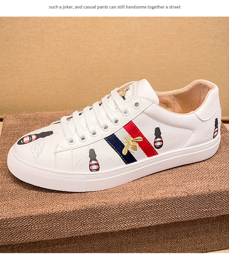 轻奢侈品牌小白鞋男2022年春季新款小蜜蜂轻奢潮牌休闲鞋子时尚百搭