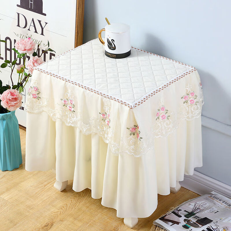 咔喵kamiao床头柜盖布防滑防尘卧室床头柜罩欧式防尘罩布艺蕾丝优雅
