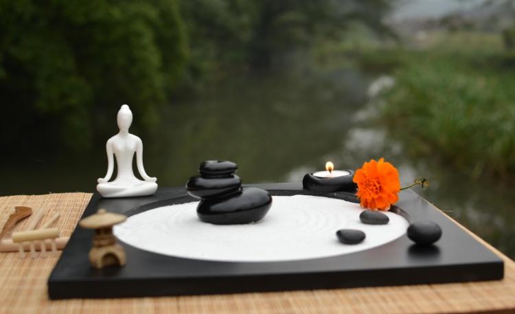 客厅桌面瑜伽书房冥想微景观枯山水禅意沙盘日式会所摆件9佛像圆沙盘