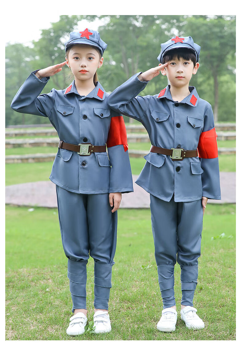 花音畔六一儿童节幼儿园男孩装扮服装八路军衣服小红军演出服女孩表演