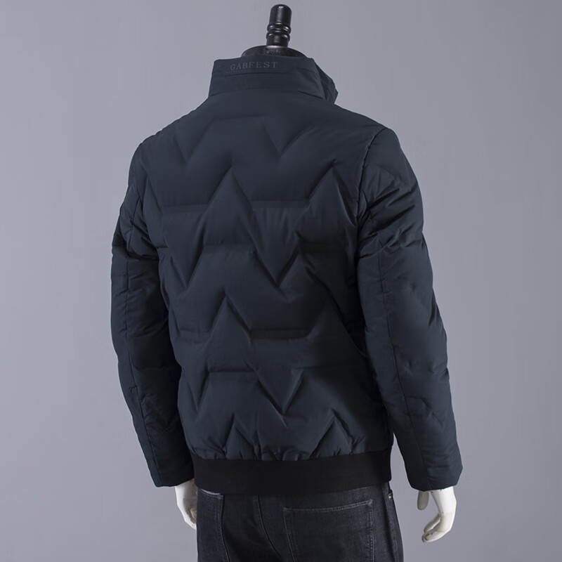 羽绒服男士冬装新款立领短款剪标男修身保暖灰鸭绒外套男装 山峰标黑