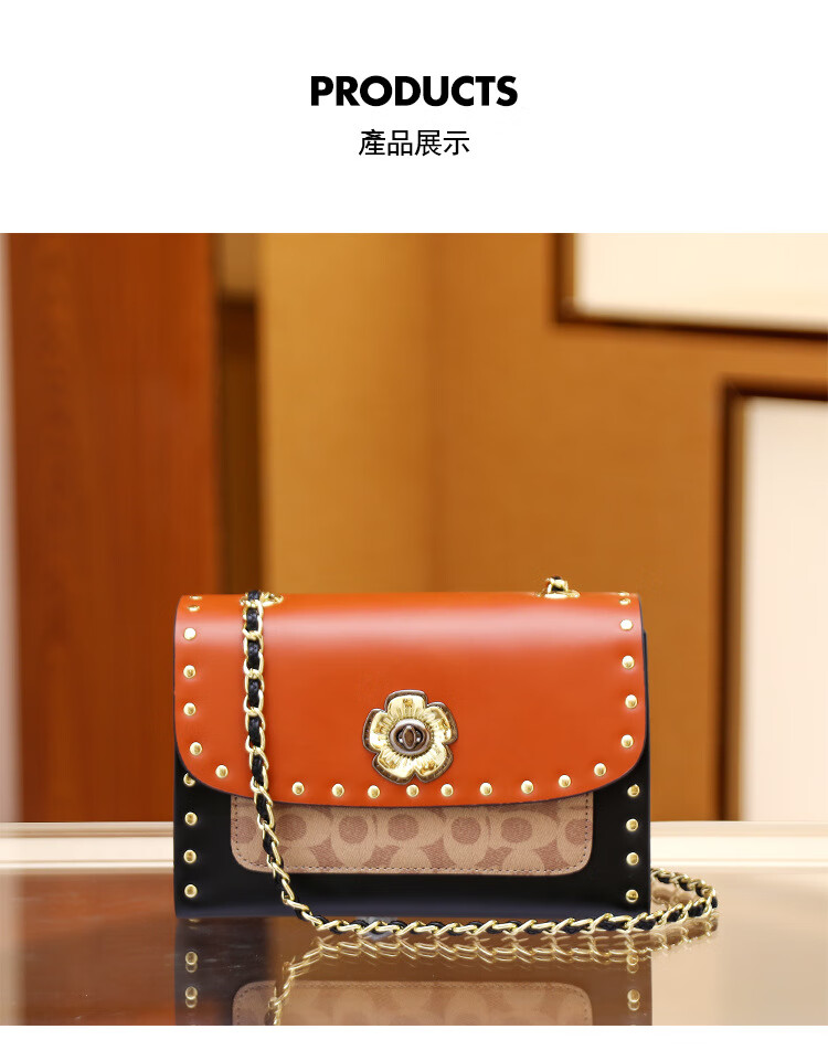 香港代购mk真皮专柜正丶品女包22新款质感链条山茶花手提单肩斜挎包送