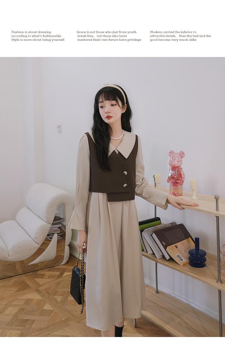 法式桔梗初恋连衣裙女春秋温柔系穿搭洋气时尚马甲两182030岁穿的裙子