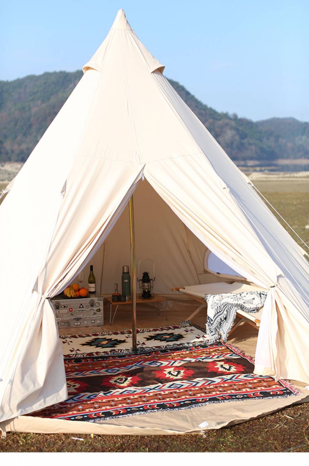 露营地毯 户外露营毛毯民族风彩色菱格复古沙发毯地毯北欧棉布沙发巾