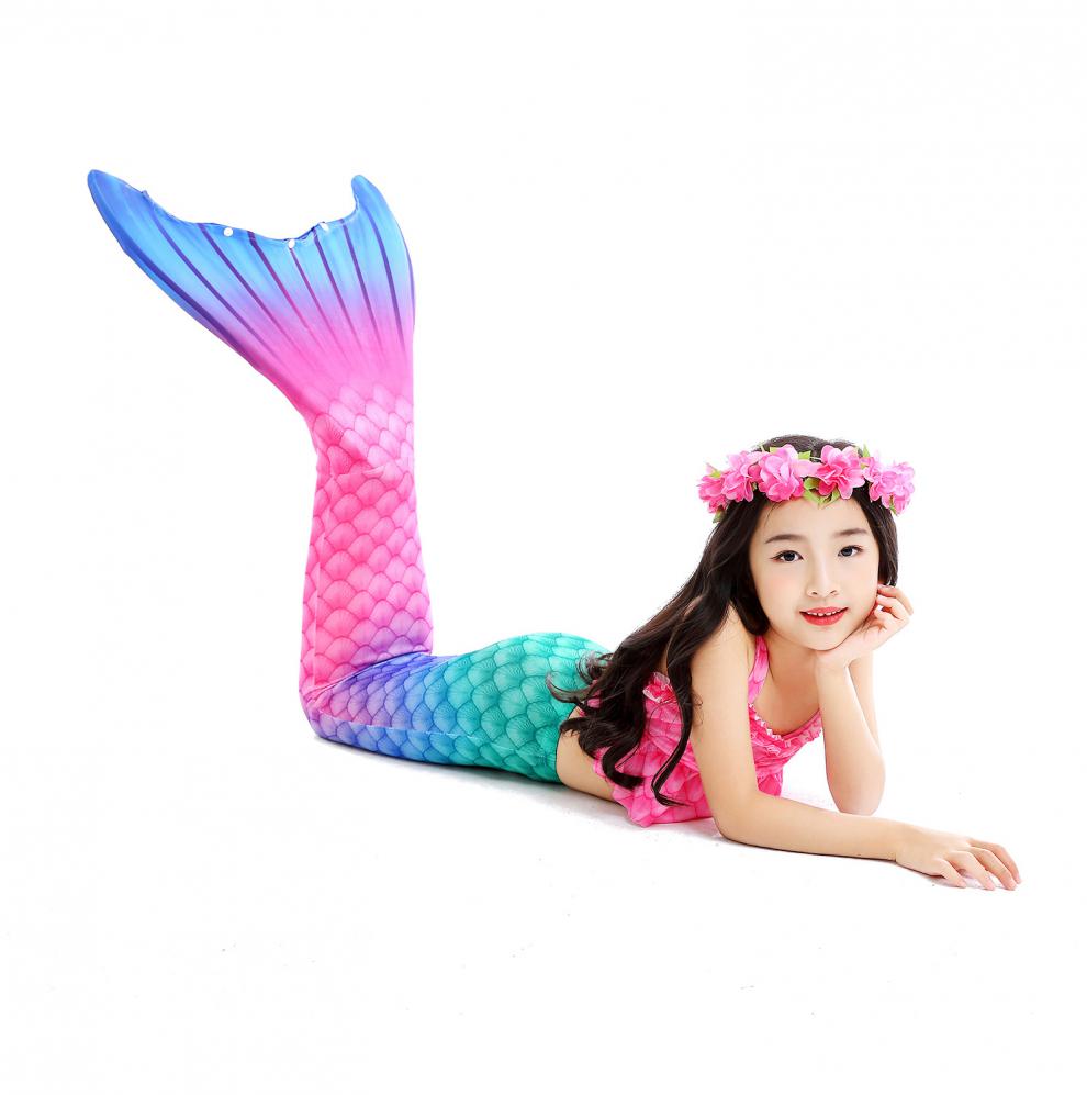 valorman美人鱼服装人鱼尾巴泳衣女童公主裙游泳衣裤套装儿童温泉泳装