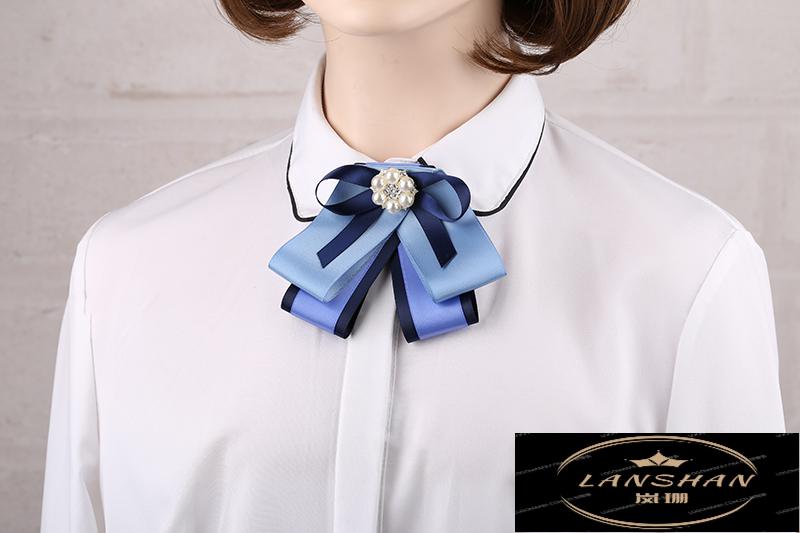 岚珊领花女职业银行领结建行工行电信柜员职业装西装正装头花别针配饰
