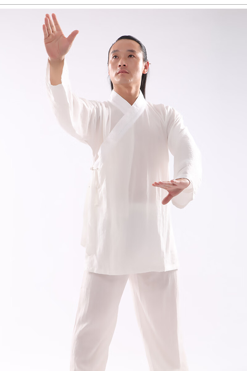 2022新款仁武蚕丝太极服斜襟道士服全套中国风蚕丝麻