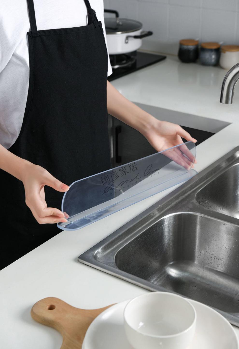 水池防溅水挡板硅胶挡水条水槽灶台防水条浴室洗手洗脸台面隔水条