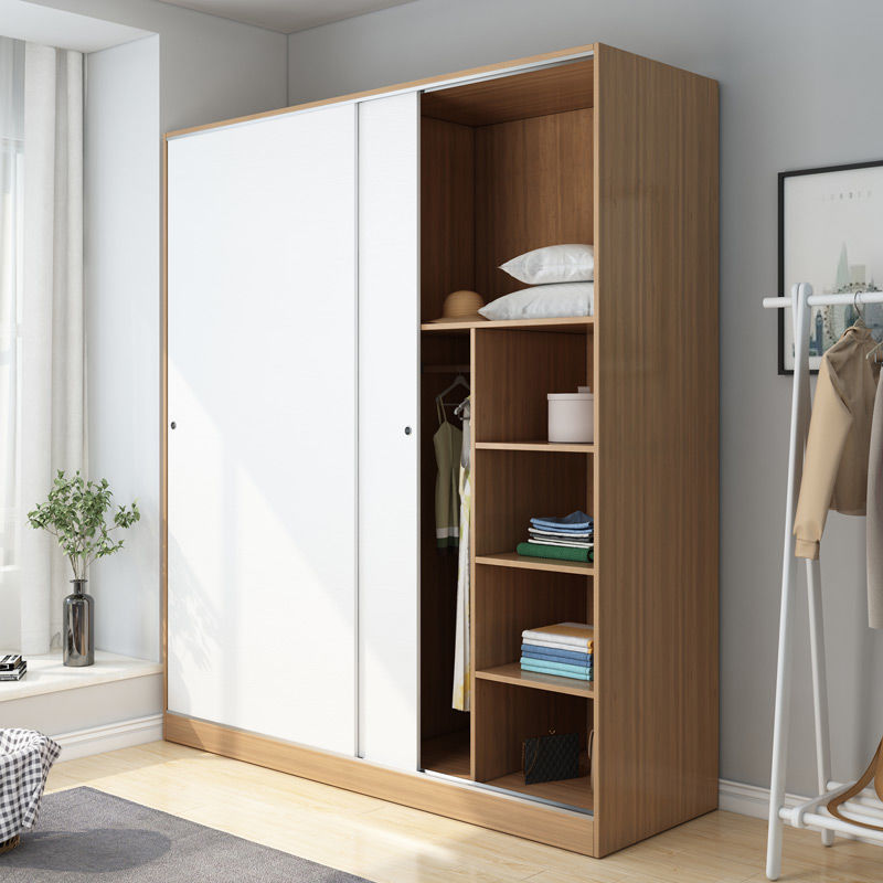 衣柜家用卧室现代简约出租房用经济型实木质收纳小户型柜子 柚木色