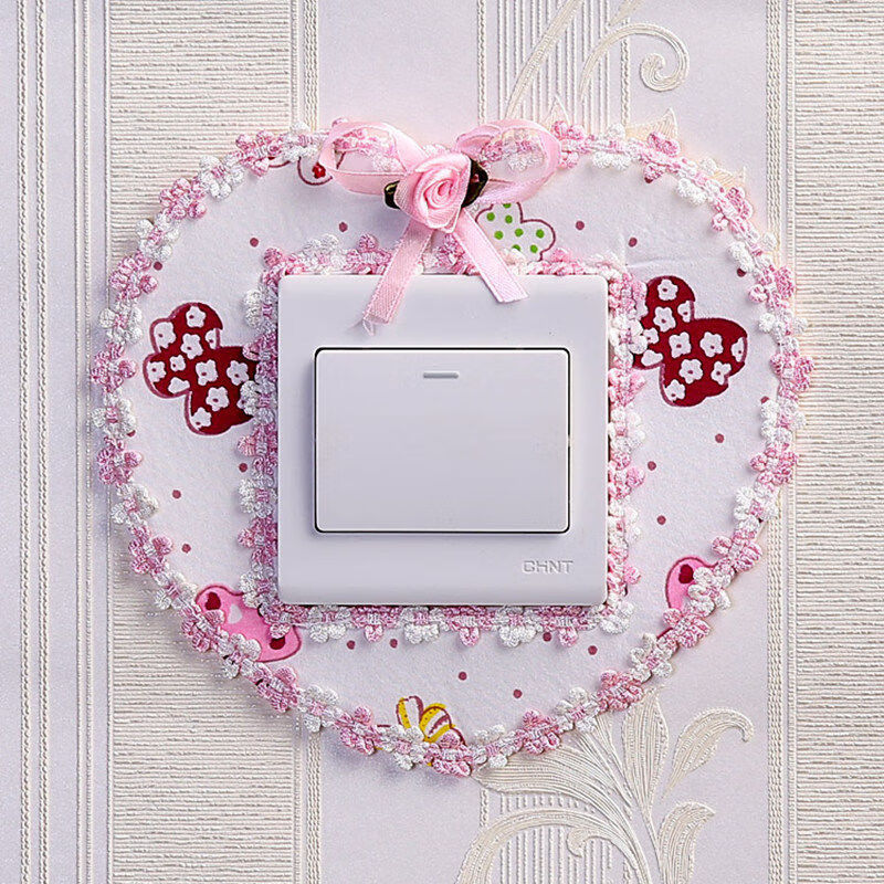 开关贴墙贴开关套保护罩开关装饰贴布艺创意插座套插板贴粉色熊