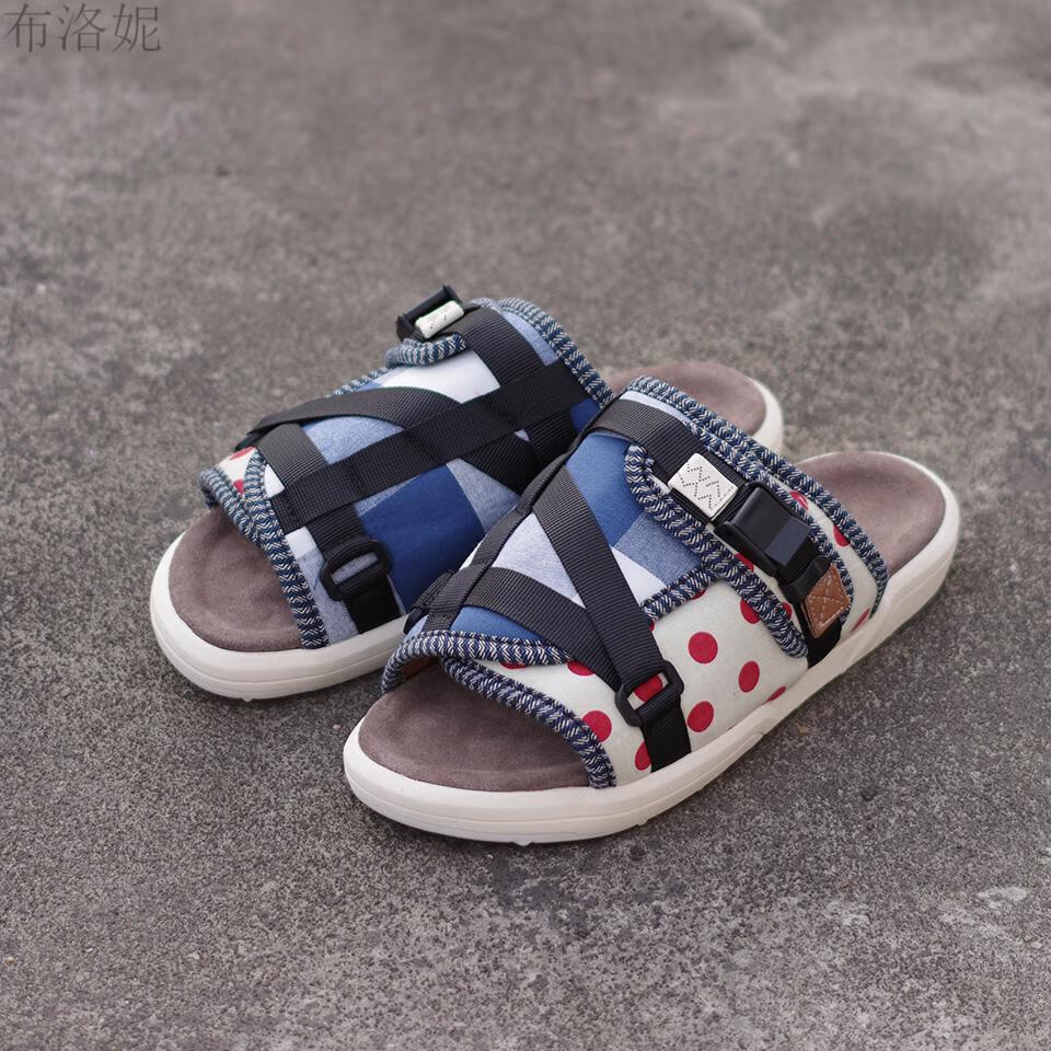 clot陈冠希鞋子visvim新款潮牌网红波点真1皮防臭陈冠希牛皮拖鞋