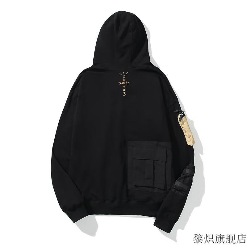 travis scott卫衣 ts联名cactus jack刺绣多口袋卫衣男工装套头连帽衫