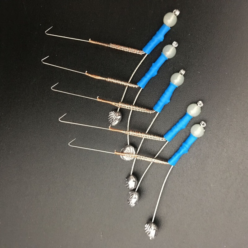 手工钓虾钩 钓虾杆钓河虾钩钓草虾专用 双钩线组扁担钩钓虾器 有倒刺