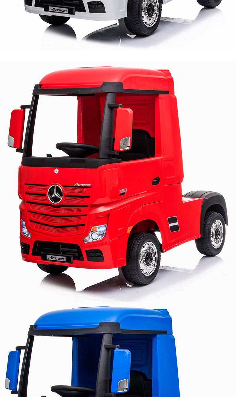 卡车可坐人奔驰头车电动四轮遥控宝宝玩具车货车小孩半挂车 【红色】