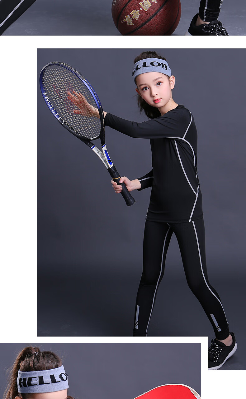 qlrc 战纹冬装小女孩儿童紧身衣训练服运动套装女童加绒加厚舞蹈训练