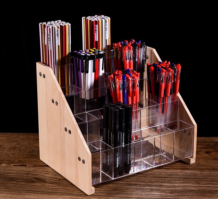 笔架展示架 马克笔架亚克力桌面摆架文具店梯形笔架收纳 多层笔架