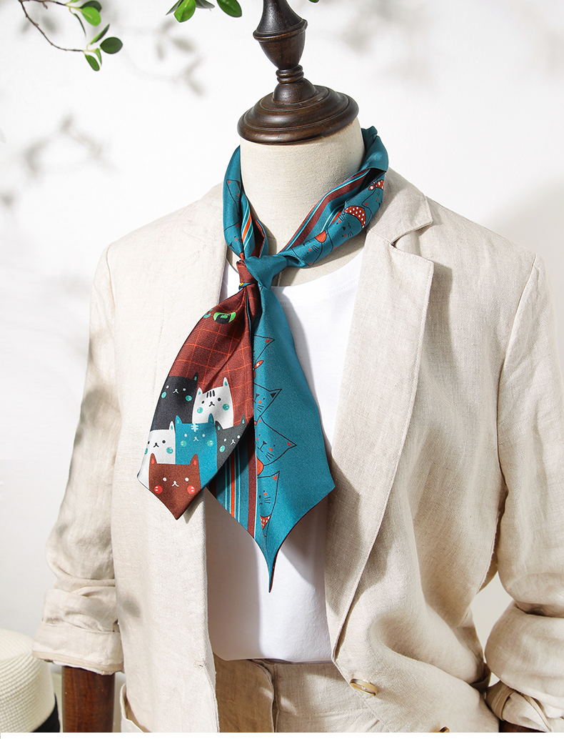 【好物】丝巾小长条搭西装真丝长条丝巾窄领带装饰巾女复古配色桑蚕丝