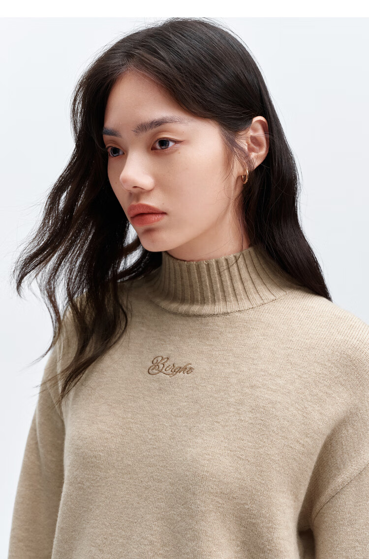 Taipingniao Women's Knit Sweater, Semi-Turtleneck Knitted Pullover, Soft Winter Sweater, Inner Layer D, Black, M 16